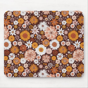 Groovy Retro Blumengartenmuster Mousepad