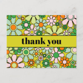 Groovy Retro Blumenkolorvoller 60er 70er Vielen Da Postkarte