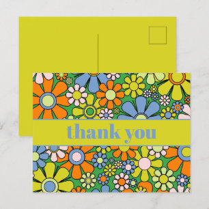 Groovy Retro Blumenkolorvoller 60er 70er Vielen Da Postkarte