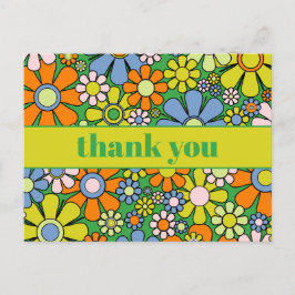 Groovy Retro Blumenkolorvoller 60er 70er Vielen Da Postkarte