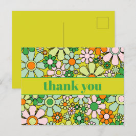 Groovy Retro Blumenkolorvoller 60er 70er Vielen Da Postkarte