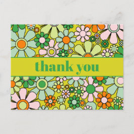 Groovy Retro Blumenkolorvoller 60er 70er Vielen Da Postkarte