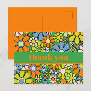 Groovy Retro Blumenkolorvoller 60er 70er Vielen Da Postkarte