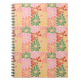 Groovy Retro Blumenmuster Notizblock