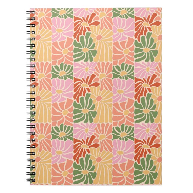 Groovy Retro Blumenmuster  Notizblock (Vorderseite)