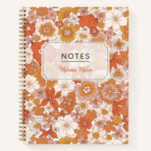 Groovy Retro Blumenmuster Notizbuch
