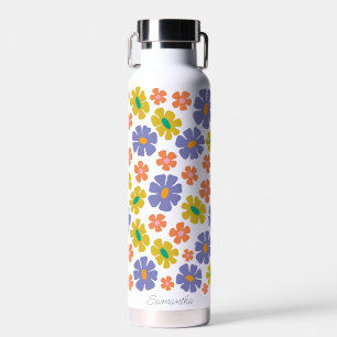 Groovy Retro Blumenmuster Trinkflasche