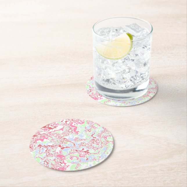 Groovy Retro Boho Eclectic Funky Buntes Marmor Runder Pappuntersetzer (Vor Ort)