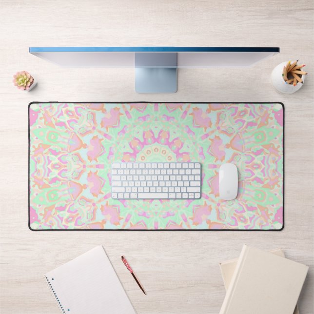 Groovy Retro Boho Hippie Vintag Pastel Mandala Schreibtischunterlage (Büro 1)
