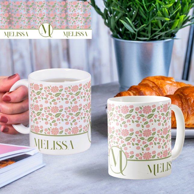 Groovy Retro Boho Pink Blume Muster Daisy Kaffeetasse (Von Creator hochgeladen)