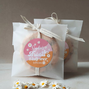 Groovy Retro Brautparty Hippie Favor Runder Aufkleber