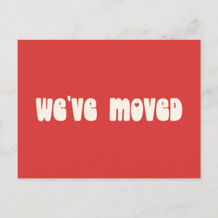 Groovy Retro Bright Red Mod Moved New Address Postkarte