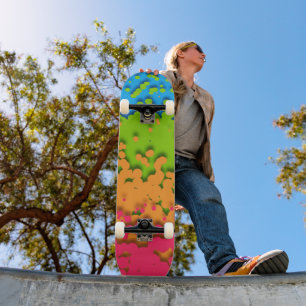 Groovy Retro Bubbly Trippy Funky Panromantic Prix Skateboard