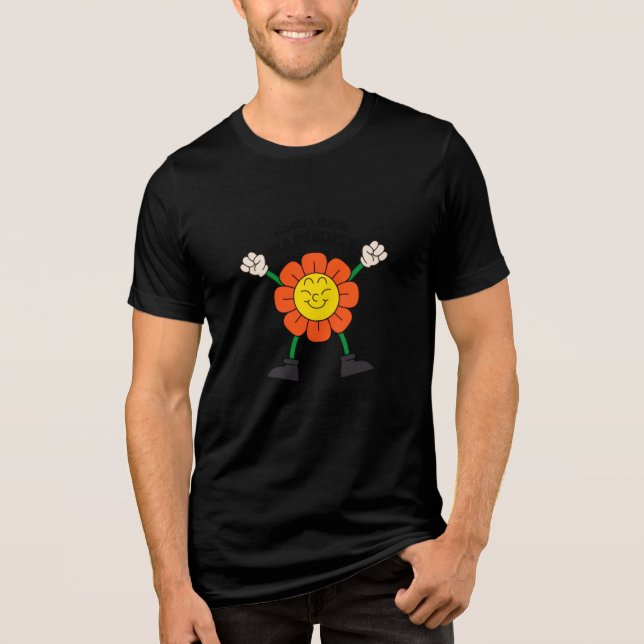 Groovy Retro Cartoon Blume Happy Life Quote Design Tri-Blend Shirt (Vorderseite)