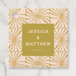 Groovy Retro Chartreuse Botanische Hochzeit Geschenkanhänger