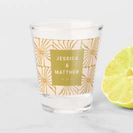 Groovy Retro Chartreuse Botanische Hochzeit Schnapsglas