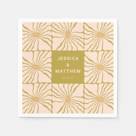 Groovy Retro Chartreuse Botanische Hochzeit Serviette