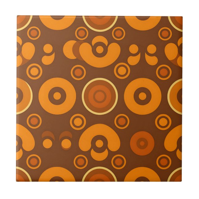 Groovy Retro Circles Abstract Pattern 1970s  Fliese (Vorderseite)