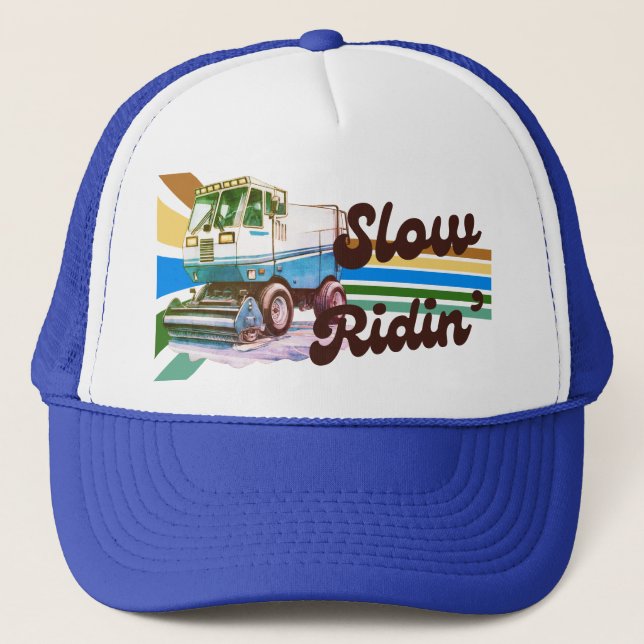 Groovy Retro Cool Funny Hockey Ice Resurfacer Truckerkappe (Vorderseite)