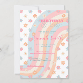 Groovy Retro Daisy Blume Boho Floral Einladung