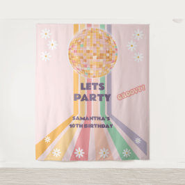 Groovy Retro Daisy Disco Geburtstagsgrössen Wandteppich