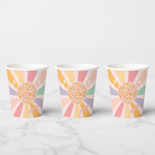 Groovy Retro Daisy Disco Pappbecher (Multi)