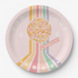 Groovy Retro Daisy Disco Pappteller