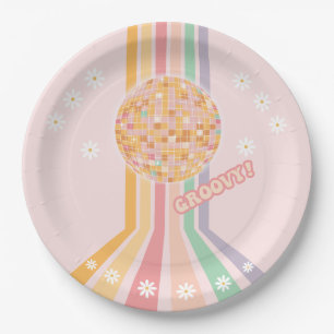Groovy Retro Daisy Disco Pappteller