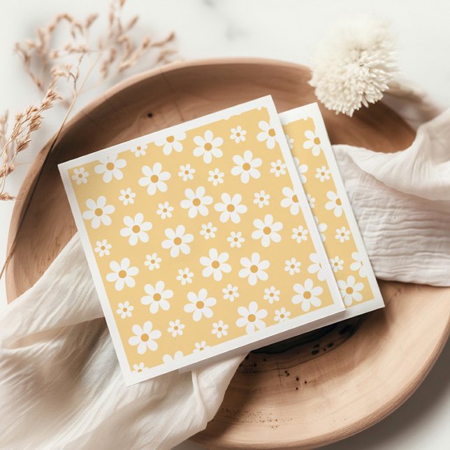Groovy Retro Daisy gelb Serviette (Von Creator hochgeladen)