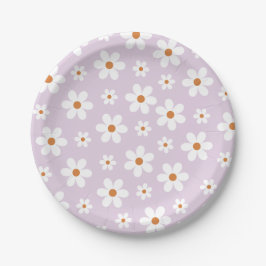 Groovy Retro Daisy Lila Pappteller
