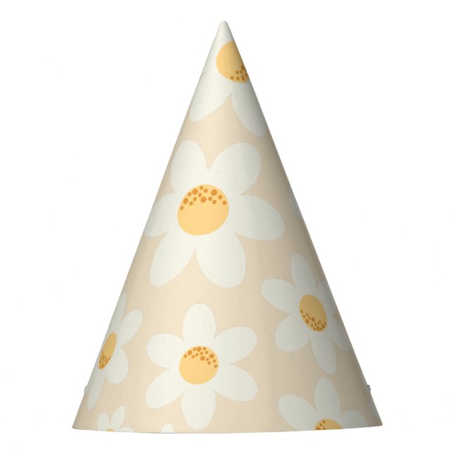 Groovy Retro Daisy Party Hat | Boho Floral Birthda Partyhütchen (Vorderseite)