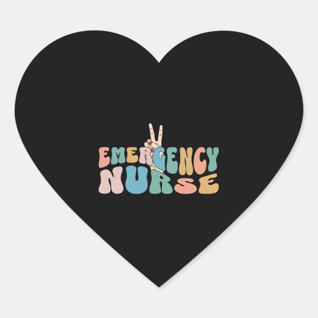 Groovy Retro ER Nurse Emergency Room Funny Nurse Herz-Aufkleber (Vorderseite)
