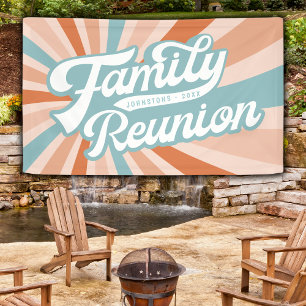 Groovy Retro Family Wiedersehen zusammenbringen Banner