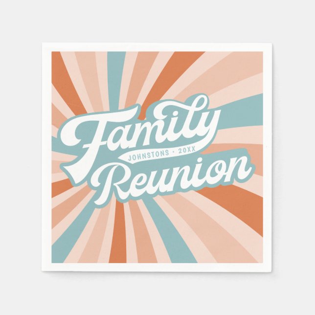 Groovy Retro Family Wiedersehen zusammenbringen Serviette (Vorderseite)