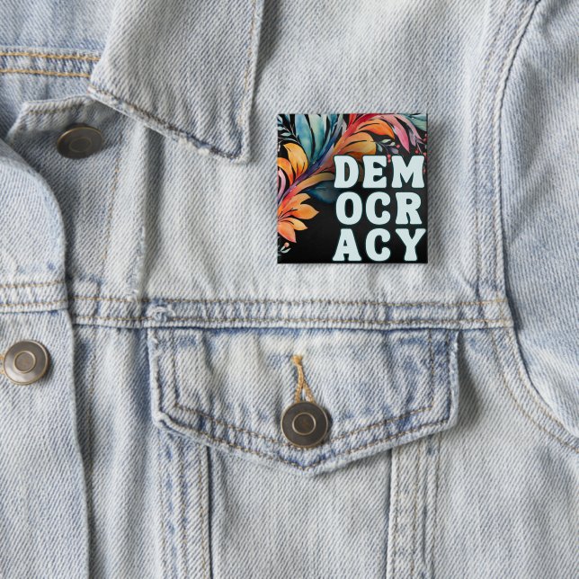 Groovy Retro farbenfrohe, helle Erklärung Demokrat Button (Beispiel)