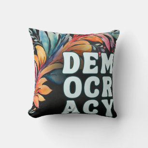 Groovy Retro farbenfrohe Politik betrachtet Demokr Kissen