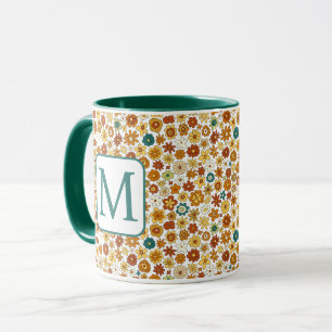 Groovy Retro Farbige Blume Muster Boho Floral Tasse