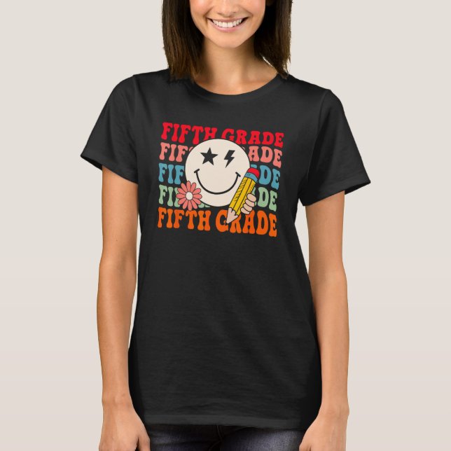 Groovy Retro Fifth Grade Back To School Students T T-Shirt (Vorderseite)