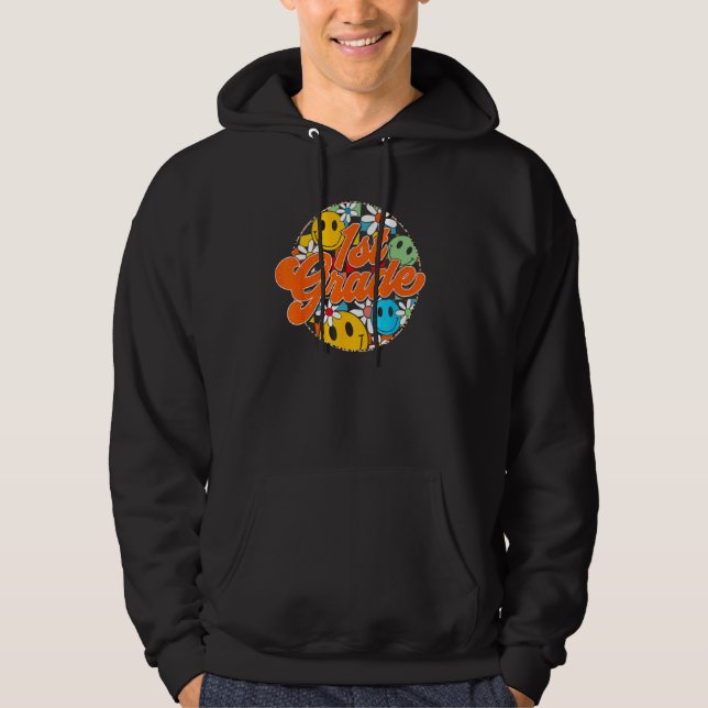 Groovy Retro First Grade First Day Of School Back  Hoodie (Vorderseite)