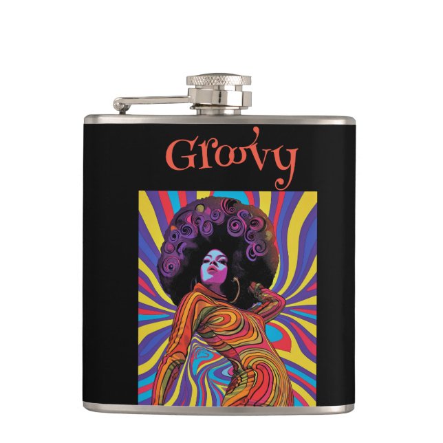 Groovy Retro Flask Flachmann (Vorderseite)