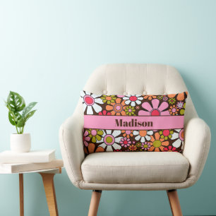 Groovy Retro Floral 60er 70er Blume Personalisiert Lendenkissen