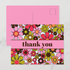 Groovy Retro Floral 60er 70er Blume Vielen Dank Postkarte