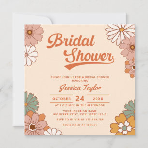 Groovy Retro Floral Brautparty Einladung