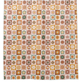 Groovy Retro Floral  Duschvorhang