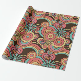 Groovy Retro Floral Kathrin Legg Wrapping Paper Geschenkpapier