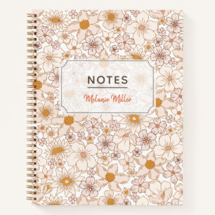 Groovy Retro Floral Muster Light Pink Notizbuch