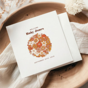 Groovy Retro Floral Pink Orange Baby Dusche Serviette