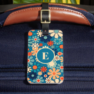 Groovy Retro Garden Floral 60er 70er Personalisier Gepäckanhänger