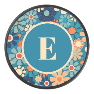Groovy Retro-Garten Blumen 60er 70er Personalisier Eishockey Puck