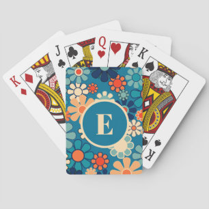 Groovy Retro-Garten-Blumen 60er 70er Personalisier Spielkarten